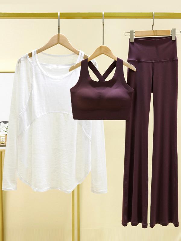 レディース フレア ヨガウェア セットアップ ゆったり 着痩せ 美尻 ヒップアップ スポーツ フィットネス ランニング 普段使い 春夏