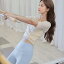 美しい 女性用 ヨガ ピラティス フィットネス トレーニングウェア 半袖 上下セット