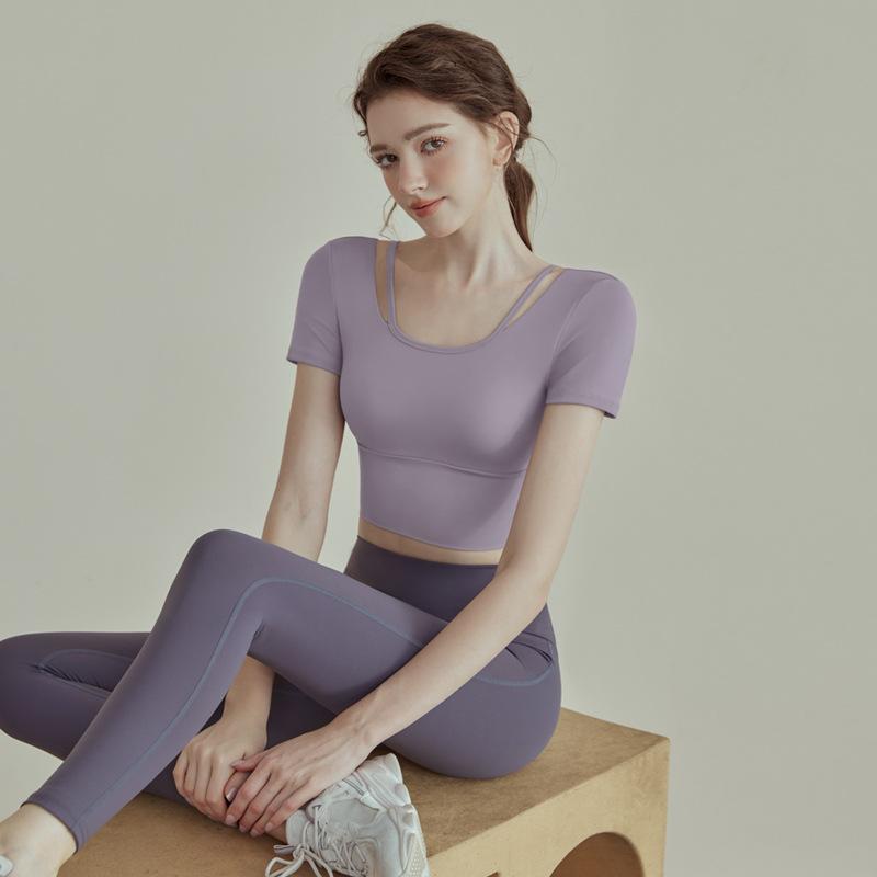 レディース 女性用 ヨガウェア 半袖セットアップ 夏物新作 本格的 ピラティス スポーツ ランニング トレーニング フィットネス ジムウェア