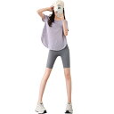 レディース 女性用 ヨガウェア 上下セット 夏 サマー ピラティス トレーニング スポーツ カバーアップ トップス 五分丈 クロップドパンツ フィットネス ジム 運動着 上質感 高級感(4)