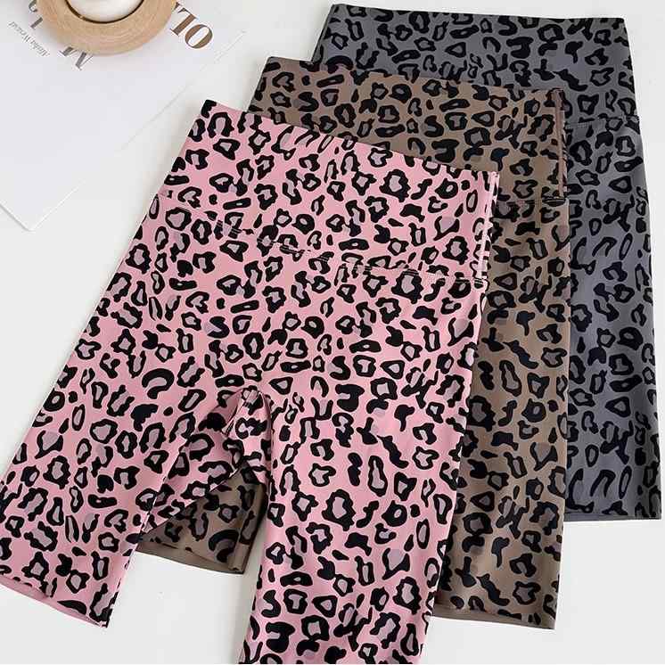 レディース 女性用 五分丈 ハーフ丈 ピンク 豹柄 サイクリング 自転車用 ラインが出にくい ショートパ..