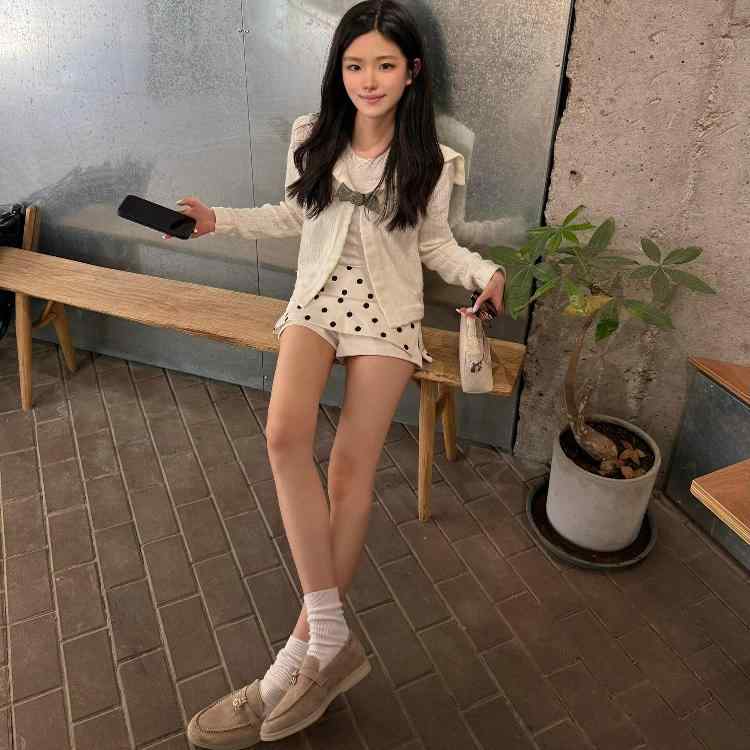 フレンチレトロ 白 水玉 ドット柄 レディース Aラインスカート キュロット ショートパンツ 着回し カジュアル 夏物