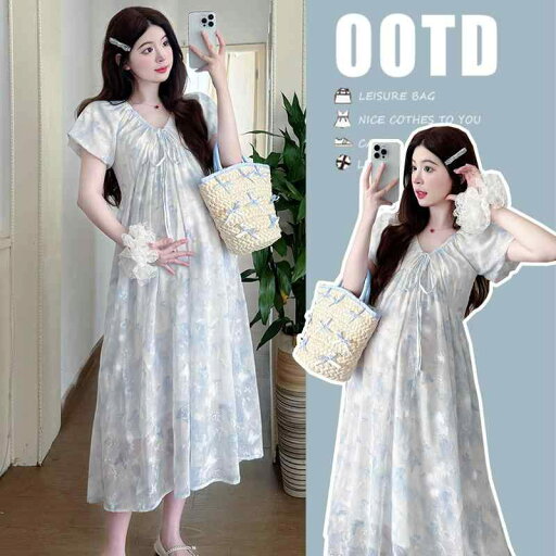 妊婦 マタニティ 夏服 ワンピース ドレス 上品 エレガント 高級感 コーデ セットアップ風 蝶 刺繡スカート 新作 妊婦 マタニティ 夏服 ワンピース ドレス 上品 エレガント 高級感 コーデ セットアップ風 蝶 刺繡スカート 新作
