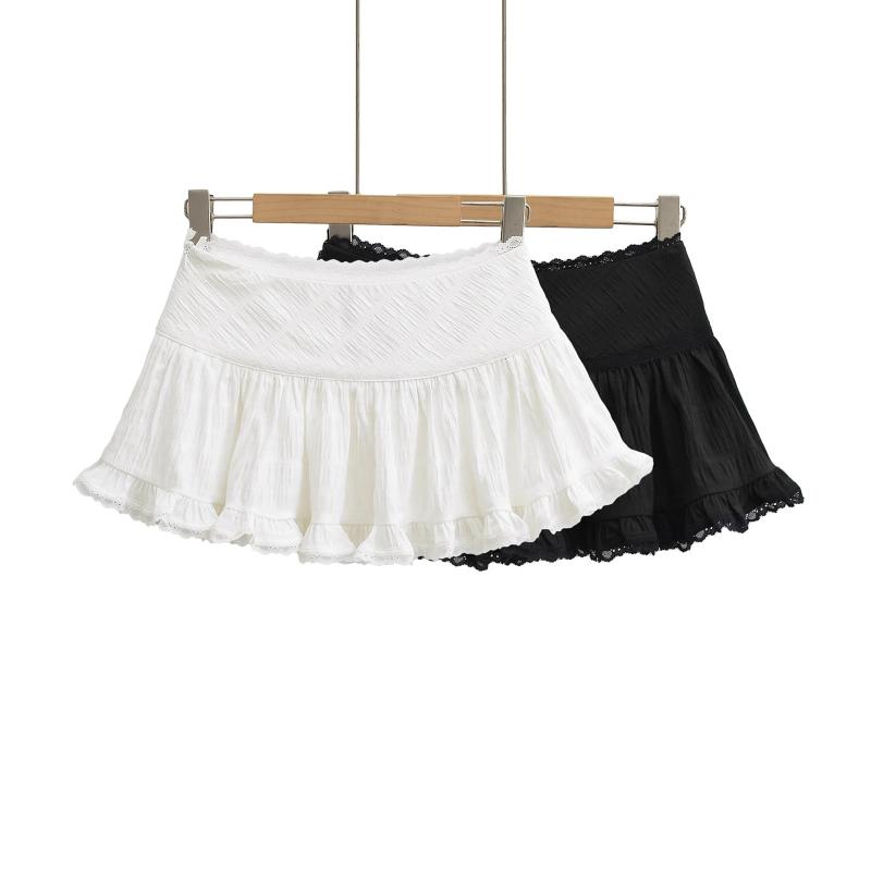 白 レース ミニスカート レディース 女性用 夏 サマー バレエ風 セクシー ギャル系 ハイウエスト 着痩せ 細見え Aライン ショートスカート