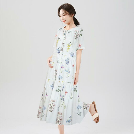 マタニティ 妊婦用 ワンピース ドレス ロング マキシ丈 花柄 プリント フレンチ エレガント 優雅 ナチュラル 森ガール風 優しい 上品 マタニティ 妊婦用 ワンピース ドレス ロング マキシ丈 花柄 プリント フレンチ エレガント 優雅 ナチュラル 森ガール風 優しい 上品