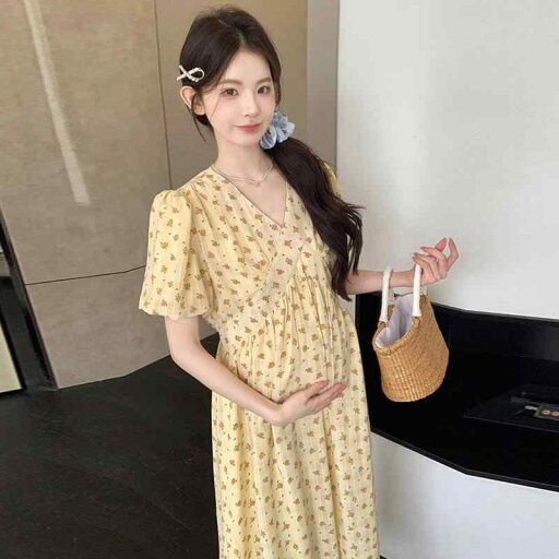 マタニティ 妊婦服 夏新作 ゆったり 上品 エレガント 韓国風 小花柄 ワンピース マタニティ 妊婦服 夏新作 ゆったり 上品 エレガント 韓国風 小花柄 ワンピース