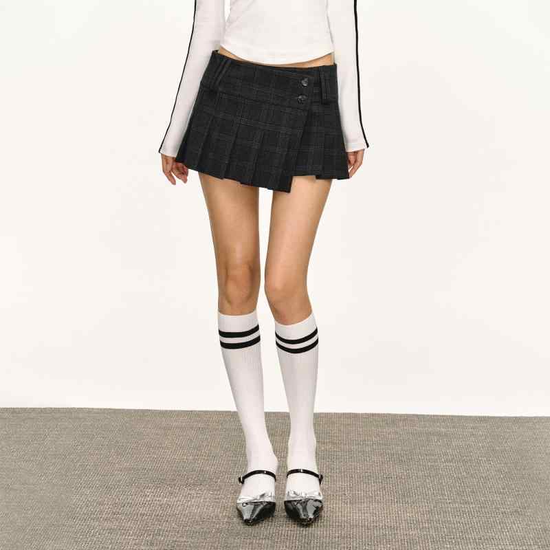 アメリカンスタイル ヴィンテージ チェック柄 レディース 春 新作 ローウエスト タイト ショートスカート