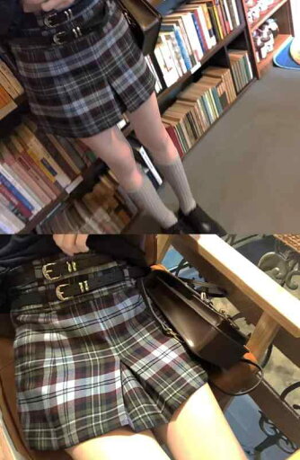 魔法学院風 ダブルウエスト チェック柄 Aライン プリーツスカート 着回し万能 魔法学院風 ダブルウエスト チェック柄 Aライン プリーツスカート 着回し万能