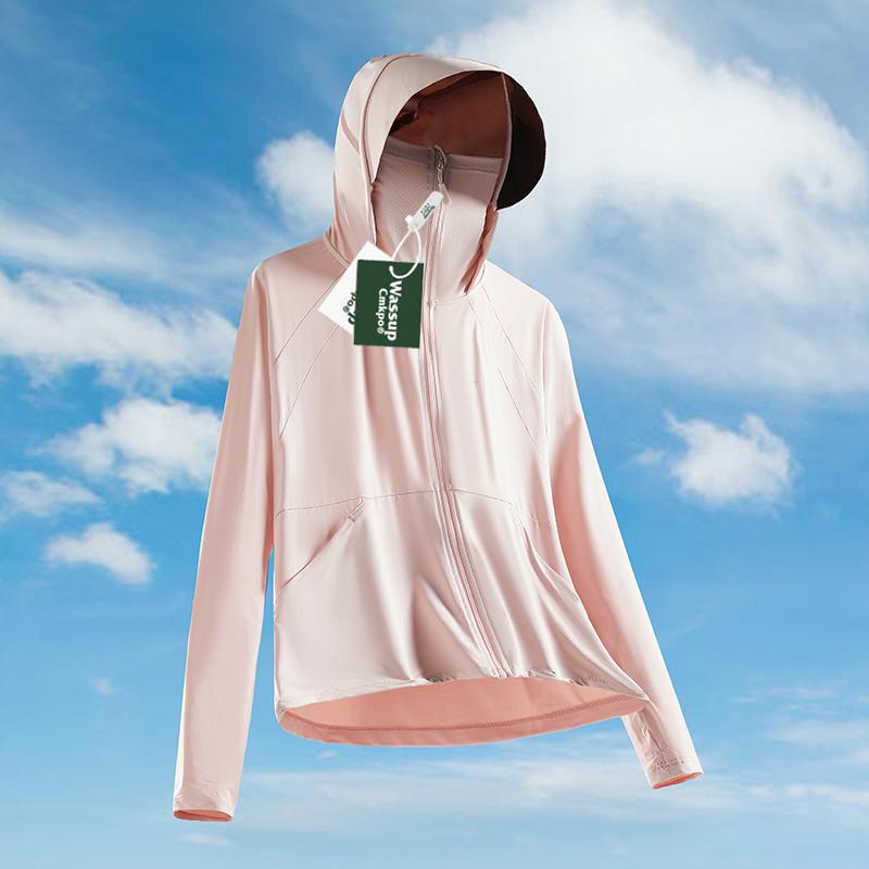 女性用 夏物 ひんやり 涼しい 接触冷感 薄手 軽量 蒸れにくい 通気性抜群 UVカット 紫外線対策 日焼け防止 パーカー 羽織り アウター つば広フード付き 顔周りカバー