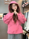 ショート丈 ドローストリング 紐付き フード付き パーカー レディース 女性用 春秋 春物 秋物 アウター 羽織り 韓国風 コリアンスタイル おしゃれ 万能 着回し カジュアル ジャケット ブルゾン ウインドブレーカー トップス