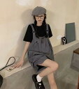 妊婦 マタニティ 夏物 サマー 新作 新登場 韓国風 ファッション ハイウエスト ゆったり リラックス ワイドパンツ ガウチョパンツ カジュアル サロペット オーバーオール と 半袖トップス シャツ ルーズ 快適 上下 2点セット ツーピース