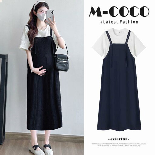 マタニティウェア 妊婦服 夏物 半袖Tシャツ ジャンパースカート風ワンピース フェイクレイヤード 小柄さん向け 低身長対応 ゆったり ルーズシルエット マタニティウェア 妊婦服 夏物 半袖Tシャツ ジャンパースカート風ワンピース フェイクレイヤード 小柄さん向け 低身長対応 ゆったり ルーズシルエット