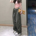ミリタリーグリーン 薄手 ハイウエスト ドレープ感 レディース 女性用 夏物 カジュアル ストレート 速乾性 スポーツ アウトドア 登山 クライミング トレッキング 作業 ワーク カーゴパンツ ズボン
