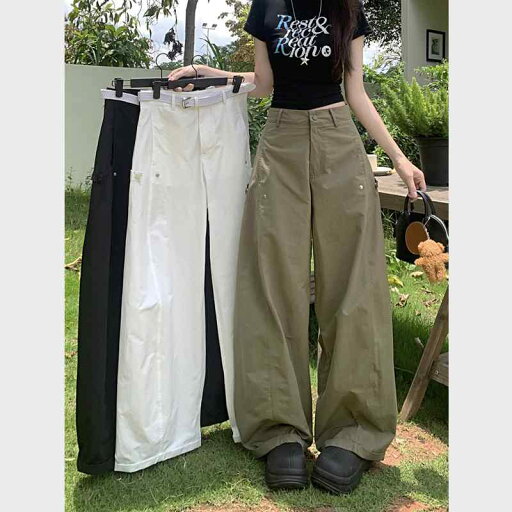 アメリカンレトロ ヴィンテージスタイル 緑色 グリーン ワークパンツ カーゴパンツ カジュアルパンツ レディース 女性用 夏用 ハイウエスト 細見え効果 ゆったり ルーズフィット ワイドパンツ フルレングス ロング丈 長ズボン アメリカンレトロ ヴィンテージスタイル 緑色 グリーン ワークパンツ カーゴパンツ カジュアルパンツ レディース 女性用 夏用 ハイウエスト 細見え効果 ゆったり ルーズフィット ワイドパンツ フルレングス ロング丈 長ズボン