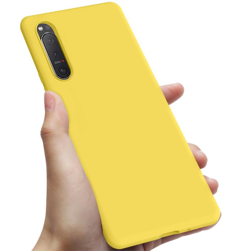 Xperia 5 ケース シリコン 耐衝撃 薄型 スリム SO-01M/SOV41 カバー TPU カメラ保護 ワイヤレス充電 ケース ストラップホール 指紋 防止 スマホケース 0108-XP5