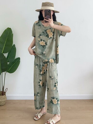 レディース ママ 婦人 ミセス 夏用 薄手 軽量 涼しい 快適 サラサラ 肌触り 半袖トップス ワイドパンツ 上下セット 人造綿 レーヨン混 ルームウェア 部屋着 パジャマ 寝間着 レディース ママ 婦人 ミセス 夏用 薄手 軽量 涼しい 快適 サラサラ 肌触り 半袖トップス ワイドパンツ 上下セット 人造綿 レーヨン混 ルームウェア 部屋着 パジャマ 寝間着