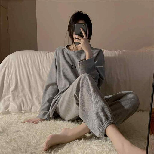 高級感 上品 おしゃれ 春秋 女性用 ワッフル素材 純綿 長袖 ゆったり リラックスフィット 裾絞り ロングパンツ ルームウェア 上下セット カジュアル 部屋着 パジャマ 高級感 上品 おしゃれ 春秋 女性用 ワッフル素材 純綿 長袖 ゆったり リラックスフィット 裾絞り ロングパンツ ルームウェア 上下セット カジュアル 部屋着 パジャマ
