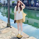 カーキ色 ワークウェア カジュアル ショートパンツ レディース 女性用 外着用 夏物 ハイウエスト リラックス ワイドレッグ ゆったり 小柄向け 綿麻 スポーツ アクティブ 短パン(4)