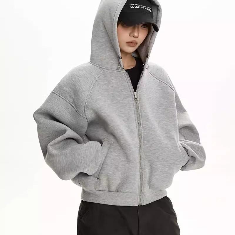 アメリカンスタイル 高級感 ヘビーウェイト 厚手 フード付き スウェット ジップアップ パーカー ジャケット 男女兼用 ユニセックス ショート丈 短め アウター 羽織り