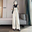 レディース 女性用 春夏秋 デニム サロペット オーバーオール オールインワン ゆったり ルーズ ワイドシルエット 若見え 着痩せ 細見え 体型カバー 韓国ファッション 淡色 ミルキー 大人可愛い カジュアル