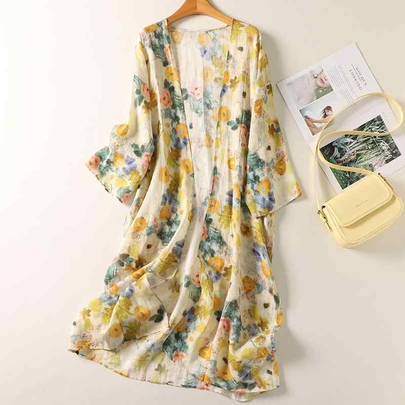 フレンチレトロ フランス風 油彩画風プリント 油絵柄 日焼け対策 UVカット 薄手 軽量 ロング丈 上品 エ..