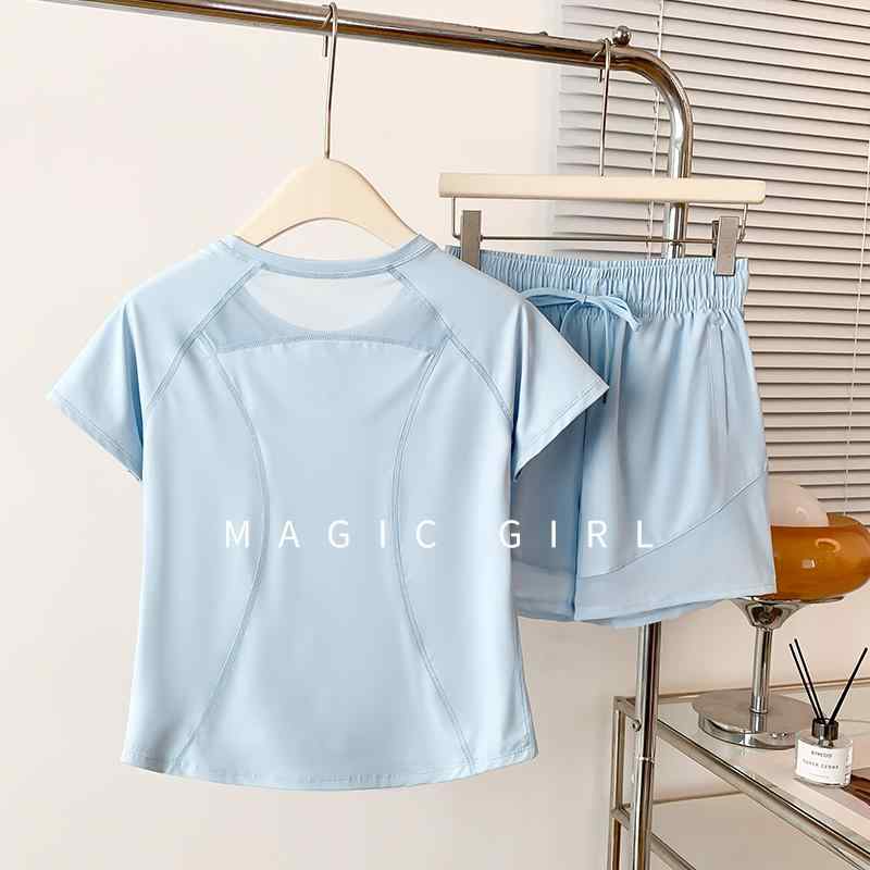 レディース 女性用 夏用 高級感 上質感 ゆったり リラックスフィット 細見え 着痩せ 速乾 ドライ 通気性 ヨガウェアトップス ランニング ジョギング バドミントン フィットネス トレーニング スポーツウェア 運動着 上下セット ツーピース