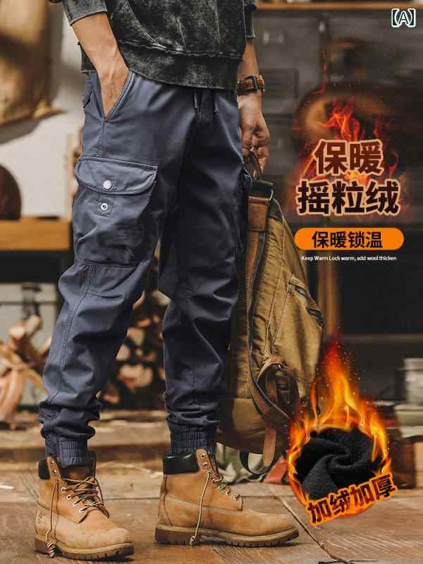 アメカジ風 米式ヴィンテージ 男性用 メンズ 春物 ワークパンツ 作業着 ジップ ファスナー 裾絞り ジョ..