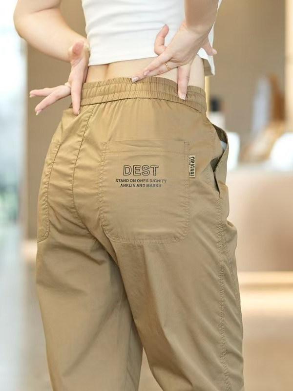 夏用 薄手 接触冷感 アイスシルク カジュアルパンツ メンズ 男性用 ゆったり リラックスフィット ジョガーパンツ スポーツ ワークパンツ 九分丈 アンクル丈 速乾 ドライ トレンド