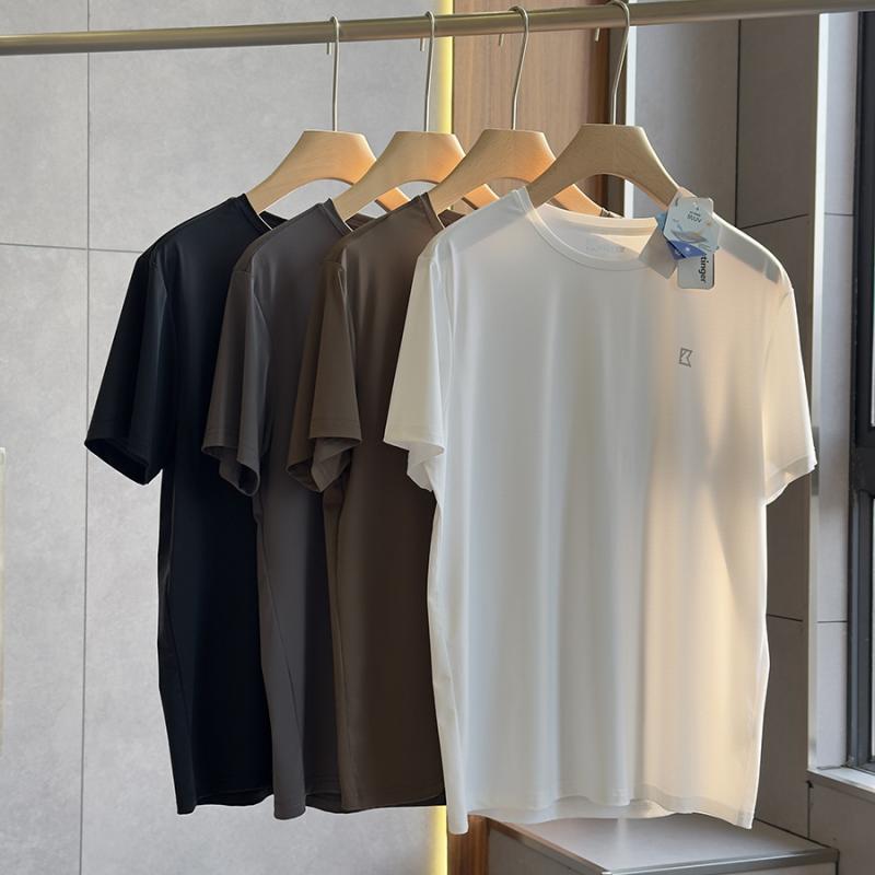 高密度アイスシルク 薄手メッシュ加工 肌触り優しい 抜群の伸縮性 ストレッチ 男性用 スポーツ フィッ..