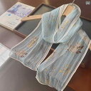 雲水色 の 水色 青色 を基調とした 細長い 帯状 の 軽やか な 薄手 正絹 シルク 桑蚕絹 本絹 製 ガーゼ 紗 生地 の リボン 髪飾り ヘアバンド ヘアアクセサリー プチ 小さな 巻き物 女性用 レディース 春夏 向け の 上質 な ストール