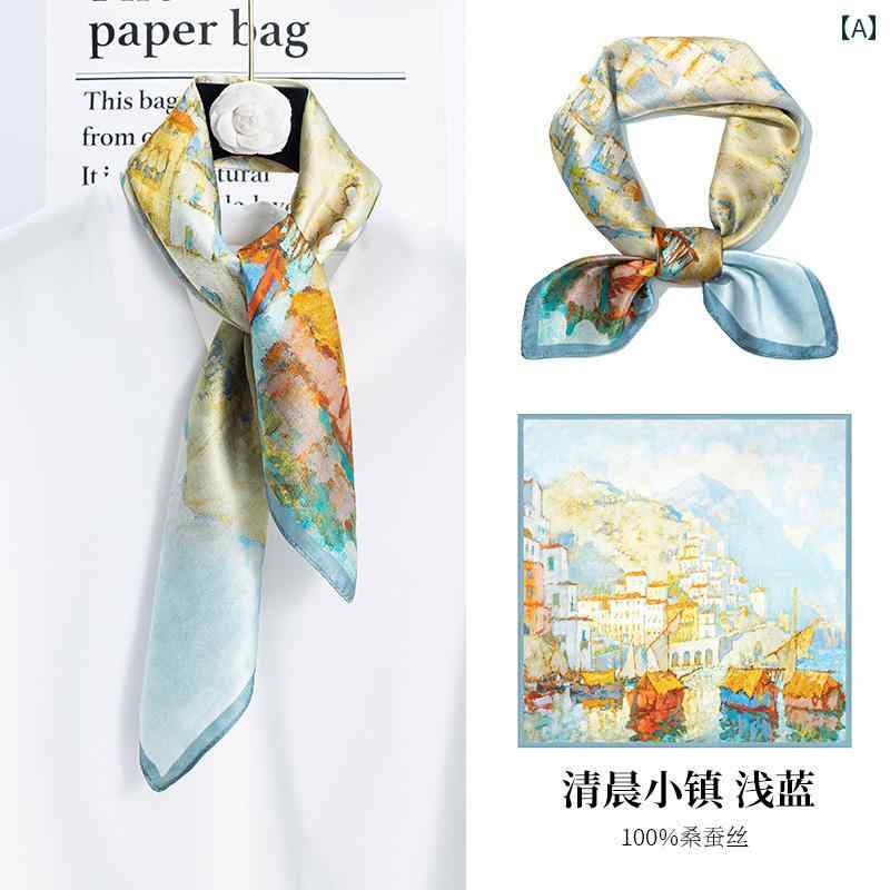 中国風 天然桑蚕絹100% 純絹 上質 スカーフ 女性用 レディース レトロ ヴィンテージ 正方形 スクエア