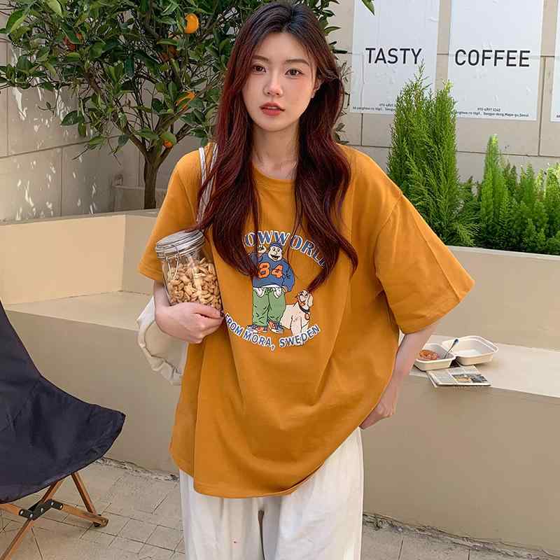 上質 ヘビーウェイト 綿100% 半袖 Tシャツ 女性用 レディース ジンジャーイエロー 夏物 サマー ゆった..