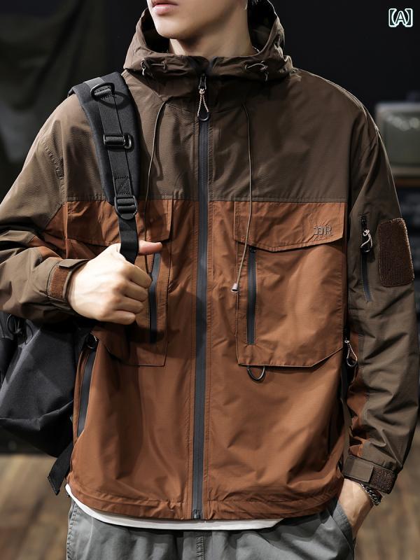 アメリカン レトロ ビンテージ 防水 シェルジャケット マウンテンパーカー アウター メンズ 男性用 アウトドア 通勤 ビジネス ワークウェア 作業着 ジャケット ジャンパー 保温 防寒 中綿ジャケット