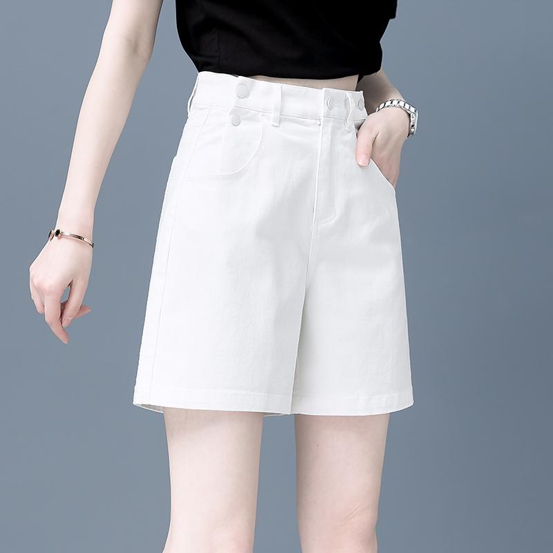 白 ホワイト デニム ジーンズ 女性用 レディース 婦人 夏 サマー 最新 新作 トレンド 流行 おしゃれ ファッション Aライン エーライン 五分丈 ハーフ クロップドパンツ ゆったり ルーズ ゆるめ カジュアル 普段着 ストレート ズボン ボトムス