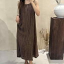 植物染め リネン100% 麻 ロングワンピース 夏 ノースリーブ ゆったり 体型カバー 着痩せ効果 キャミソールワンピース 薄手 女性用 リゾート 旅行 クラシカル レトロ ドレス