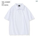 学生向け 若者 スポーツカジュアルウェア 半袖Tシャツ 無地 ポロ襟 コットン100% プリントロゴ入り ドロップショルダー ゆったり オーバーサイズ ビッグシルエット 男女兼用 大きいサイズ対応 ユニセックス