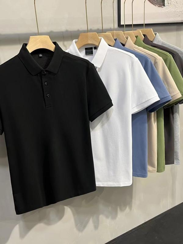 夏季 メンズ 男性 男性用 半袖 ポロシャツ 襟付きTシャツ 無地 ソリッドカラー シンプル カジュアル 普..