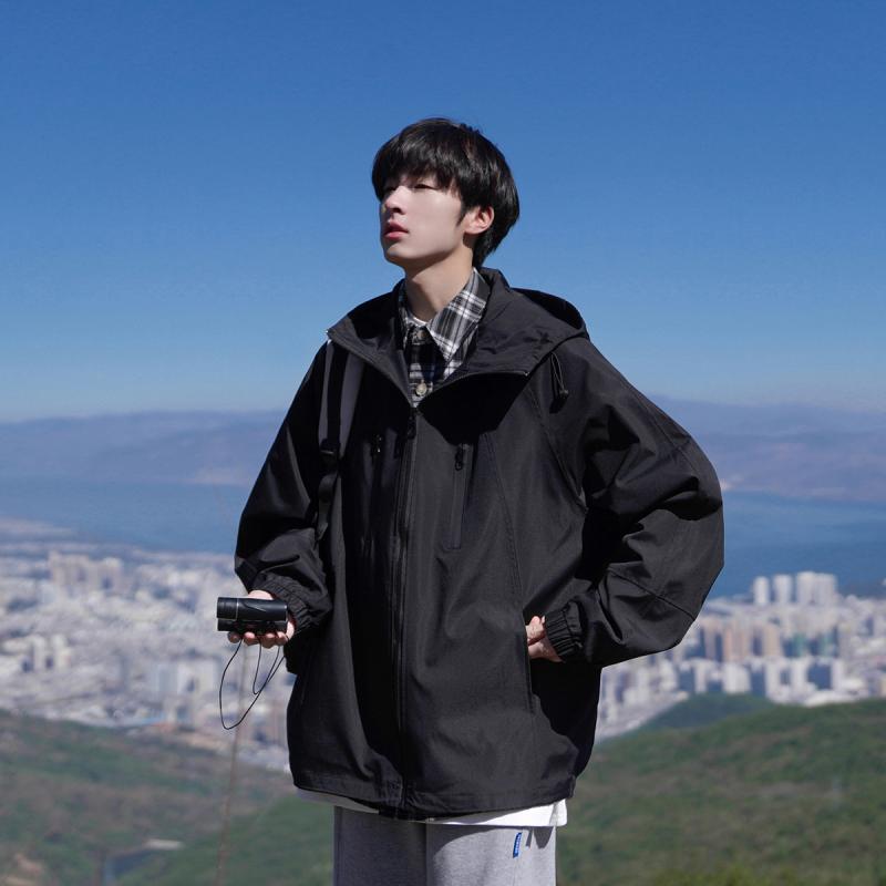 男性用 青少年向け 春物 薄手 カジュアル 普段使い アメリカンカジュアル 防風 ウィンドブレーカー マ..