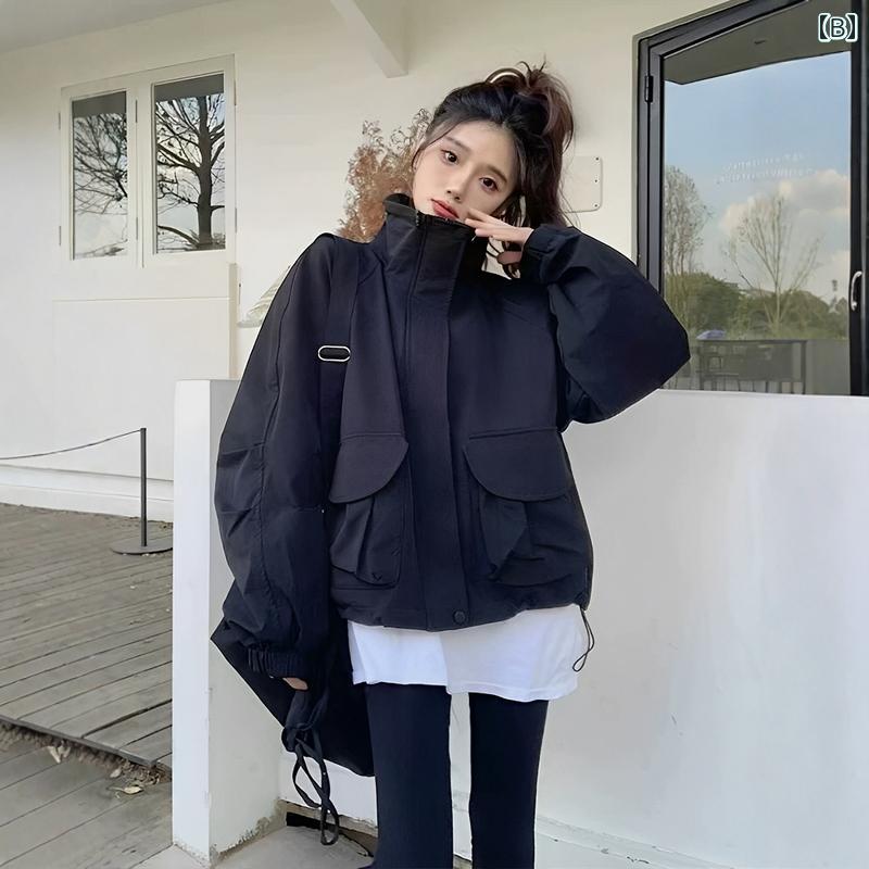 レディース 女性用 アメリカン スタイル 薄手 軽量 ウィンドブレーカー マウンテンパーカー カジュアル ジャケット アウター 春秋 春先 ゆったり 着回し抜群 個性派 トレンド 上着