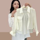 レディース 女性用 UVカット 紫外線対策 日焼け防止 シフォン ブラウス シャツ 薄手 透け感 夏の新作 人気 羽織り カーディガン アウター