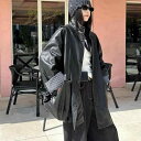 女性用 春物 春向け 高級感 上質 エレガント 上品 立ち襟 スタンドカラー 黒 ブラック レザー 革製 コート ジャケット アウター 革ジャン ミドル丈 ハーフ丈 大きいサイズ ビッグサイズ ゆったり 婦人服