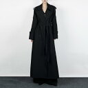 秋物 高級感あふれる 洗練された 上品な ロング丈 ダブルボタン ダブルブレスト ブラック 黒色 トレンチコート ロングアウター レディース 女性用 上着