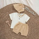 ベビー 赤ちゃん 男の子 女の子 男女兼用 夏服 夏物 上下セット セパレート ガーゼ 半袖 ショートパンツ 半ズボン 冷房 エアコン対策 日よけ サンハット付き