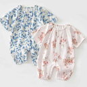 新生児 赤ちゃん ベビー服 夏物 薄地 半袖 ロンパース カバーオール オールインワン 綿ガーゼ素材 涼感 通気性抜群 つなぎタイプ