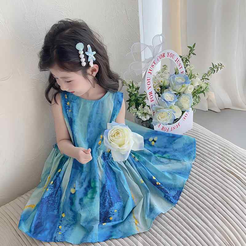 女の子 女児 ガールズ 夏物 夏服 おしゃれ 可愛い 華やか プリンセスドレス お姫様ワンピース ビーチ リゾート サマードレス ノースリーブ ベストワンピース