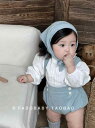 韓国風 春物 ベビー 赤ちゃん 女児向け かわいいコーデュロイ生地のオーバーオール風ロンパースと肌触りの良い綿100パーセントのカットソーセット
