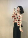 レディース 女性用 春 秋 薄手 ニット ボーダー柄 キャミソール カーディガン 羽織り セットアップ カジュアル リラックス 着回し抜群 ニットトップス 2点セット アンサンブル 新作|詳細画像