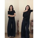 黒 ブラック ワンショルダー 斜め肩 半袖 Tシャツ カットソー 女性用 レディース 夏 夏物 サマー 新作 新着 おしゃれなデザイン 個性的 ユニーク 斬新 別格 絶妙な美しさ 着痩せ効果 スリム見え 肩出し オフショルダー トップス プルオーバー