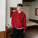 鮮やかな 赤色 深みのある 真紅 ニット セーター カーディガン 前開き 羽織り アウター 上着 男性用 メンズ 男性向け 春 秋 春秋 韓国風 スタイル 襟付き 折り襟 無地 ソリッドカラー