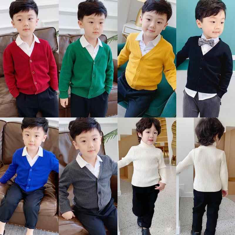 ベビー 男の子 ボーイズ 子供 キッズ 純綿 綿100 ピュアコットン Vネック ニットカーディガン カーディガン セーター ニット アウター 上着 羽織り 春秋 春用 秋用 韓国風 韓国スタイル